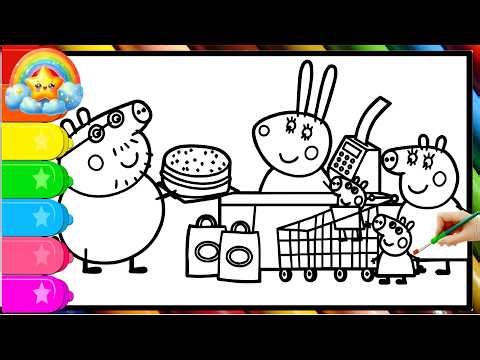 Peppa Pig Visit the big supermarket | Peppa Pig Official Full Episodes | Peppa Pig coloring book