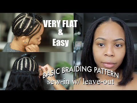 Natural Middle Part TRADITIONAL Sew-in | VERY Minimum Leave Out | Flat BRAIDING PATTERN & Install