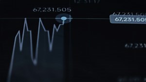 Macro View Of Bitcoin Price Chart Increasing Stock Footage SBV-349377030 - Storyblocks