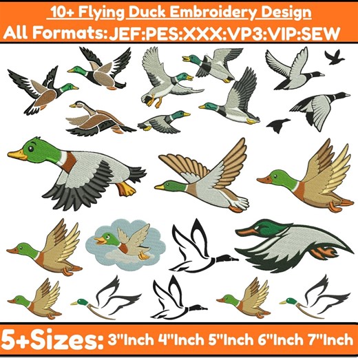 Mallard Duck Machine Embroidery Designs Flying Duck Hunter Embroidery Flying Duck Embroidery Mini Ducks Embroidery Pes Files 5 size Download - Etsy