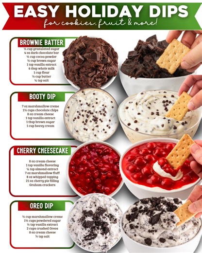 Sweet Tooth Approved: 4 Easy No-Bake Dessert Dips  1️⃣ BROWNIE...