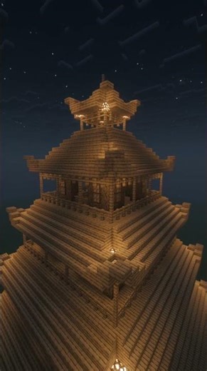 Building a Traditional Japanese Tower in Minecraft #minecraft