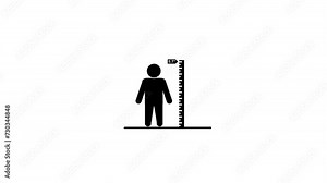 Men tall scale icon, Human body size growth icon animation.