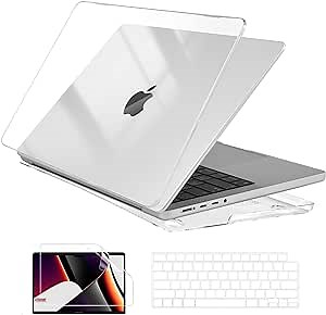 EooCoo Case Compatible with MacBook Pro 14 inch 2025-2021 M5-M1 Pro/Max Chip, Hard Shell Cases with Keyboard Cover, Screen Protector - Crystal Clear