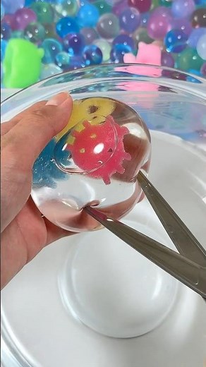 Water Squishy with nano tape🩵스퀴즈‎🩷水入りナノテープスクイーズに水でふくらむスポンジ入れてみた！！ #nanotape #手作りスクイーズ #diy #asmr