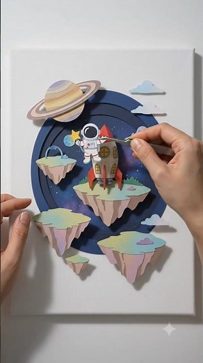 I Made a Magical Paper Space World | 3D Paper Craft DIY #shorts #viralshorts