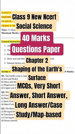 Class 9 Geography Sample Paper 2026-27 🔥 | Periodic Test 1 | Chapter 2 Shaping of the Earth's Surfac
