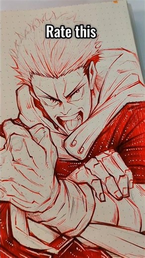 yuji Itadori pen drawing jujutsu kaisen #anime #art #pendrawing #jujutsukaisen #fanart #shorts #fyp