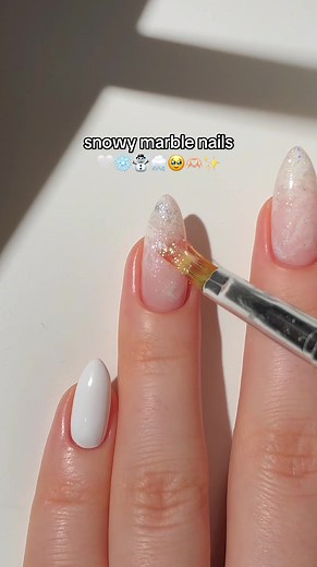 Snowy Marble Nails Tutorial | Winter Nail Art Design