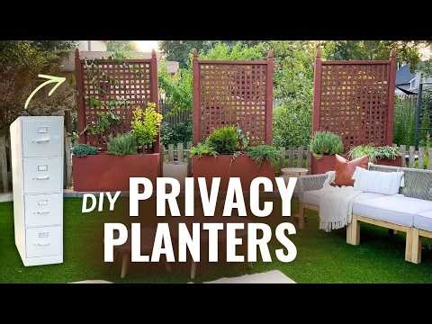 I Turned Filing Cabinets Into a DIY Privacy Planter Wall | DIY Privacy Screen with Planters