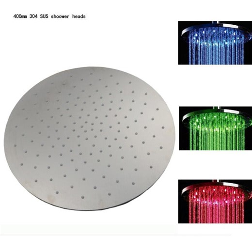 16" Ceiling Mount Round Rainfall LED Shower Head, Stainless Steel