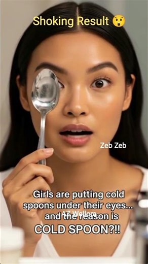 Why Girls Put Cold Spoons Under Their Eyes 🥄❄️/Beauty trick #shorts #skinscare #spoon #cold #tricks