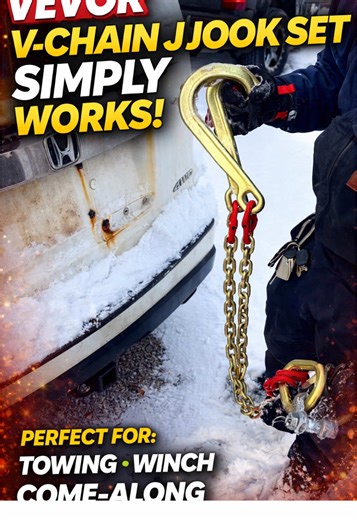VEVOR V-Chain J Hook Set That Makes Towing & Loading EASY This VEVOR V-Chain J Hook set is an absolute beast for towing, hauling, and loading vehicles. Whether you’re pulling cars onto trailers, recovering stuck vehicles, or securing loads, this setup works insanely well with a come-along or a winch and locks in solid every time. The V-chain design distributes load evenly, reducing stress and giving you a more controlled, safer pull compared to standard hooks. The J hooks grab frame holes and an
