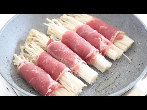 BEEF ENOKI ROLL RECIPE | ENOKI MUSHROOM WRAPPED WITH BEEF
