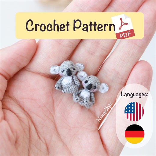 Micro Koala Crochet Pattern | Tiny Amigurumi Bear PDF | Miniature Animal Tutorial by Nansyoops - Etsy