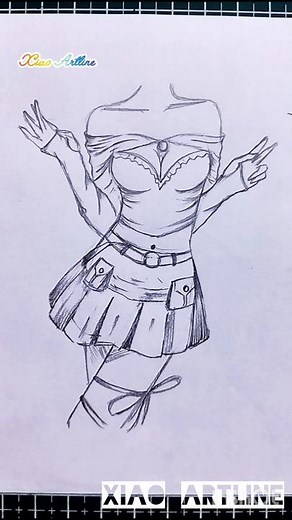 Sketching a cute anime dress - don't blink! #animedrawing #dress #illustration #outfit #easy