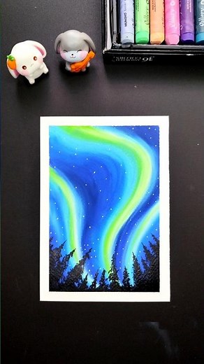 How to Draw Northern Lights with Oil Pastels | Easy Aurora Borealis Landscape Tutorial