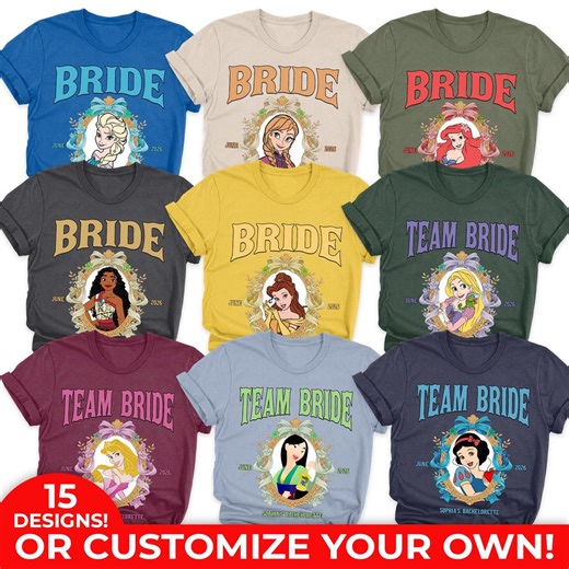 Disney Princess Bachelorette Shirt, Disney Cinderella Bride T-shirt, Rapunzel Bridesmaid Tee, Snow White Team Bride Shirt OIPX05 - Etsy