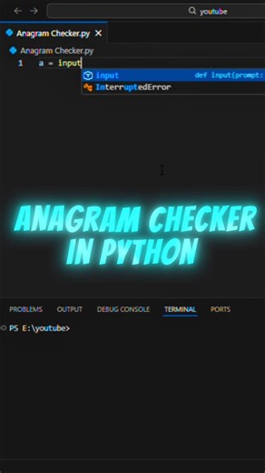 Aman Raj on Instagram: "Check Anagram Words Using Python | Smart Python Logic Trick In this video, I show how to check whether two words are anagrams using Python with a simple and smart logic approach. This Python project helps you understand: String manipulation in Python Sorting logic How anagram checking works Interview-style Python questions Perfect for Python beginners, college students, and anyone preparing for coding interviews. Try the code yourself and comment “ANAGRAM” if it worked. #