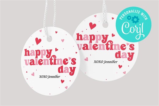 Editable Valentine Gift Tag, Round Valentine Tag, Happy Valentines Day Gift Tag, Printable Tag Classroom Teacher Kids School Preschool - Etsy
