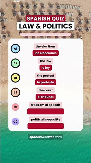 Law & Politics - Spanish Level Test - #spanishquiz (140) #spanishvocabulary #dailyspanish #spanish