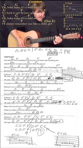 Wild World (Cat Stevens) Short Guitar Cover Lesson with Chords/Lyrics - #shorts #wildworld
