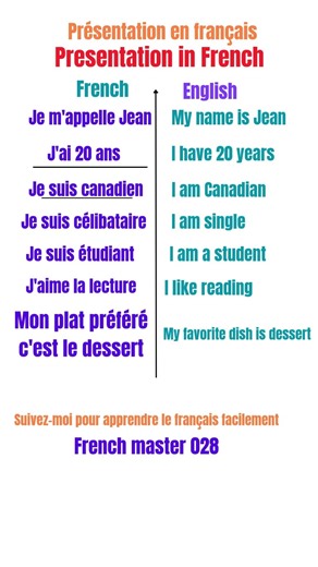 Learn basic presentation in French #french #frenchforbeginners #frenchshorts #learnfrench #europe