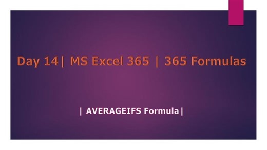 Day 14 | AVERAGEIFS | MS Excel 365 | 365 Formulas