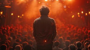 Download Comedian performing stand-up comedy. for free