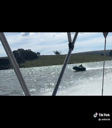Exciting Inflatable Tube Ride on a Scenic Lake