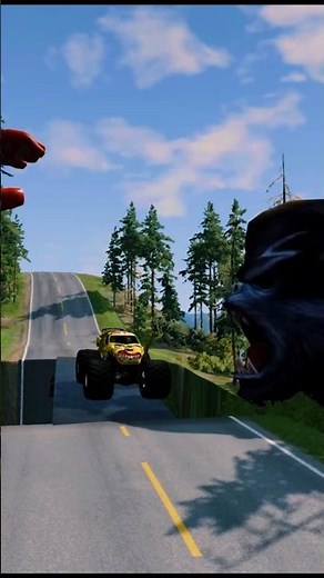 Funny Cars Crash Challenge 👉 “Who is not afraid of a scary monster?” 😂🚗 #gaming