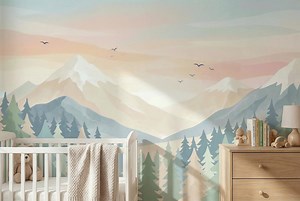 Kids Scenic Mountain Forest Peel Stick Wallpaper Mural Removable Vinyl Non Woven Nursery - Etsy