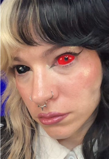 I love wearing sclera lenses 🤩 Red Sclera Lens @PinkyParadise Black Sclera Lens @UNIQSO #scleralenses #fyp #contacts ##CapCut
