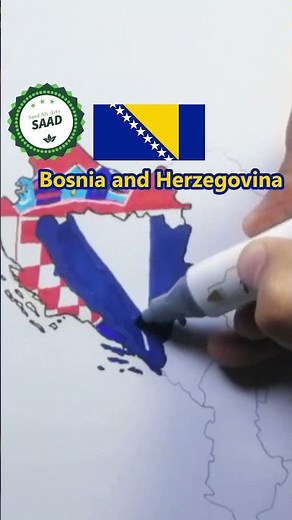Bosnia and Herzegovina flag map drawing 🇧🇦 | Crtež karte zastave Bosne i Hercegovine
