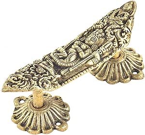 Indian Shelf 1 Pack Kali Maa Idol Gold Brass Kitchen Cabinet Handles for Door, Drawer, Dressers, Cupboard High End