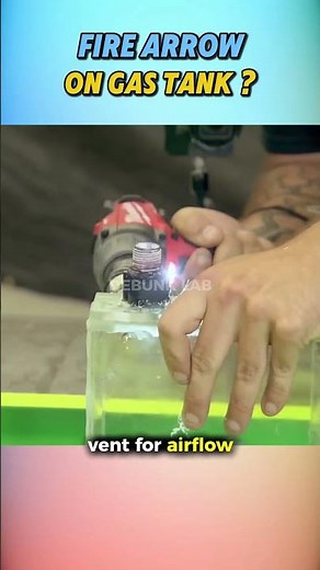 MYTHBUSTERS fires a flaming crossbow at a car gas tank 🔥🏹 #MythBusters