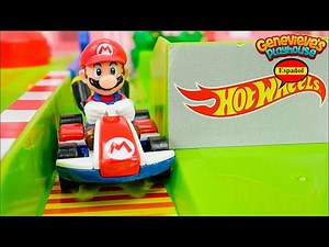 ¡Mario Kart Hotwheels Race Car Toy Video de aprendizaje para niños!