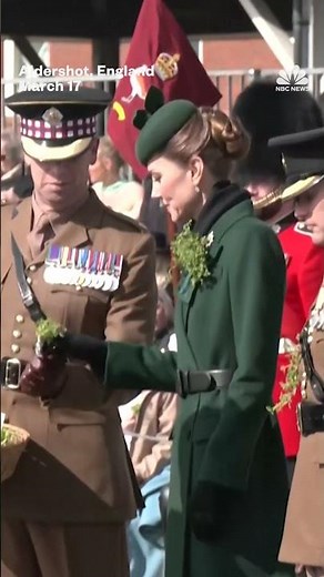 Princess Kate visits Irish Guards for St. Patrick's Day celebration at barracks outside London
