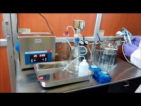 Millipore test set-up for parts cleanliness analysis