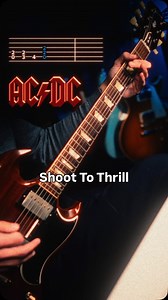 Shoot To Thrill - AC/DC, a guitar tutorial with tabs on screen. Learn how to play the guitar riff, verse and chorus. #guitarlesson #guitartutorial #guitartabs #angusyoung #acdc | LP Guitar Works