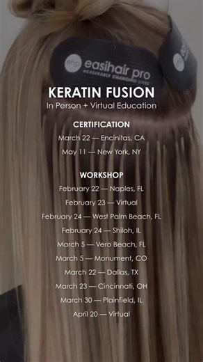 easihair pro | Luxury Salon Professional Hair Extensions on Instagram: "LOW TENSION. HIGH IMPACT. STRAND-BY-STRAND PRECISION.⁠ ⁠ Keratin Fusion education is designed for stylists ready to elevate their results, protect natural hair, and create refined, high-value looks with confidence.⁠ ⁠ From Micro vs Mini decision-making to low-tension application, intentional placement, and hybrid integration, this education gives you the tools to work smarter behind the chair and price with purpose.⁠ ⁠ Kerat