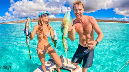 Trapped on an island beach while big sharks patrolled the shallows