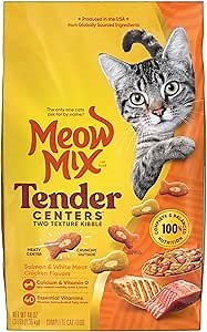 Meow Mix Tender Centers Dry Cat Food, Salmon & Chicken, 3 Pound, Crunchy Outside Meaty Inside