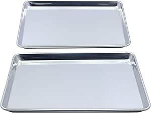 Checkered Chef Baking Sheet Set - 13" x 9.5" Stainless Steel Quarter Pans for Baking and Cooking (2 Pack)