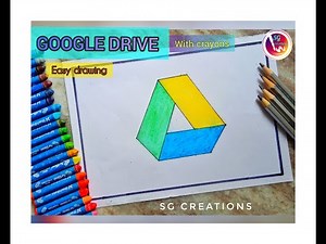 How to draw Google Drive logo with crayons | Google drive icon drawing | easy draw Google drive 💯