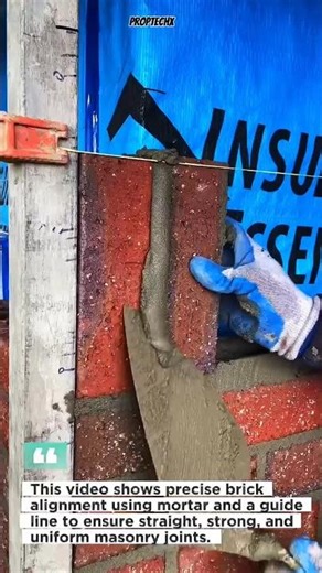 Perfect Brick Alignment with Masonry Line Tool #Bricklaying #Construction #Masonry