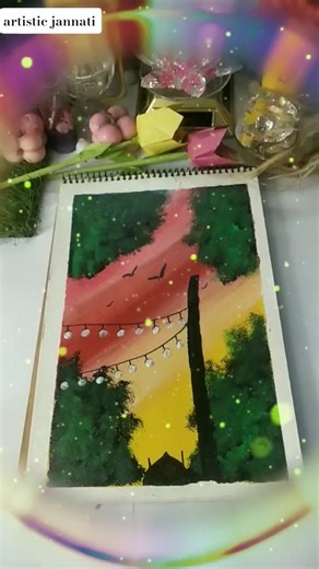 Easy Sunset Painting Tutorial for Beginners | Relaxing Landscape Art #shorts #youtubeshorts #yt