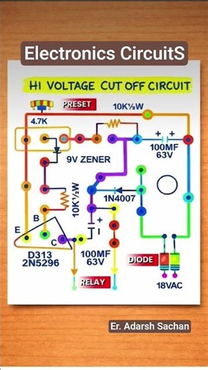 Variable High voltage cutoff Circuit diagram #basicelectronics #electricalguru #circuitdiagram