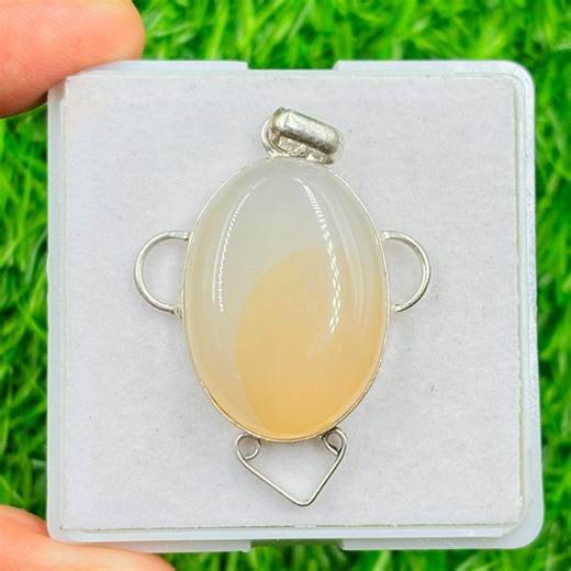 Natural Yellow Agate Silver Pendant Necklace Sterling Silver Plated Gemstone Pendant - Etsy