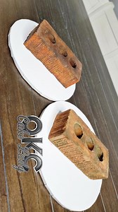 BRICK CAKE! 👇 Can you you guess which one is cake? It's pretty close up so I'm sure you can but we can still make an easy game out of it, right? 👇 My fiancé brought home a brick and I said, "challenge accepted!" 😂 👇 He definitely knows the way to my heart. 👇 #oklahoma #cake #birthday #cakedecorating #3dcakes #weddingcakes #oklahomabride #cakesofinstagram #brick #brickcake #groomscake | OKC Cake Lady